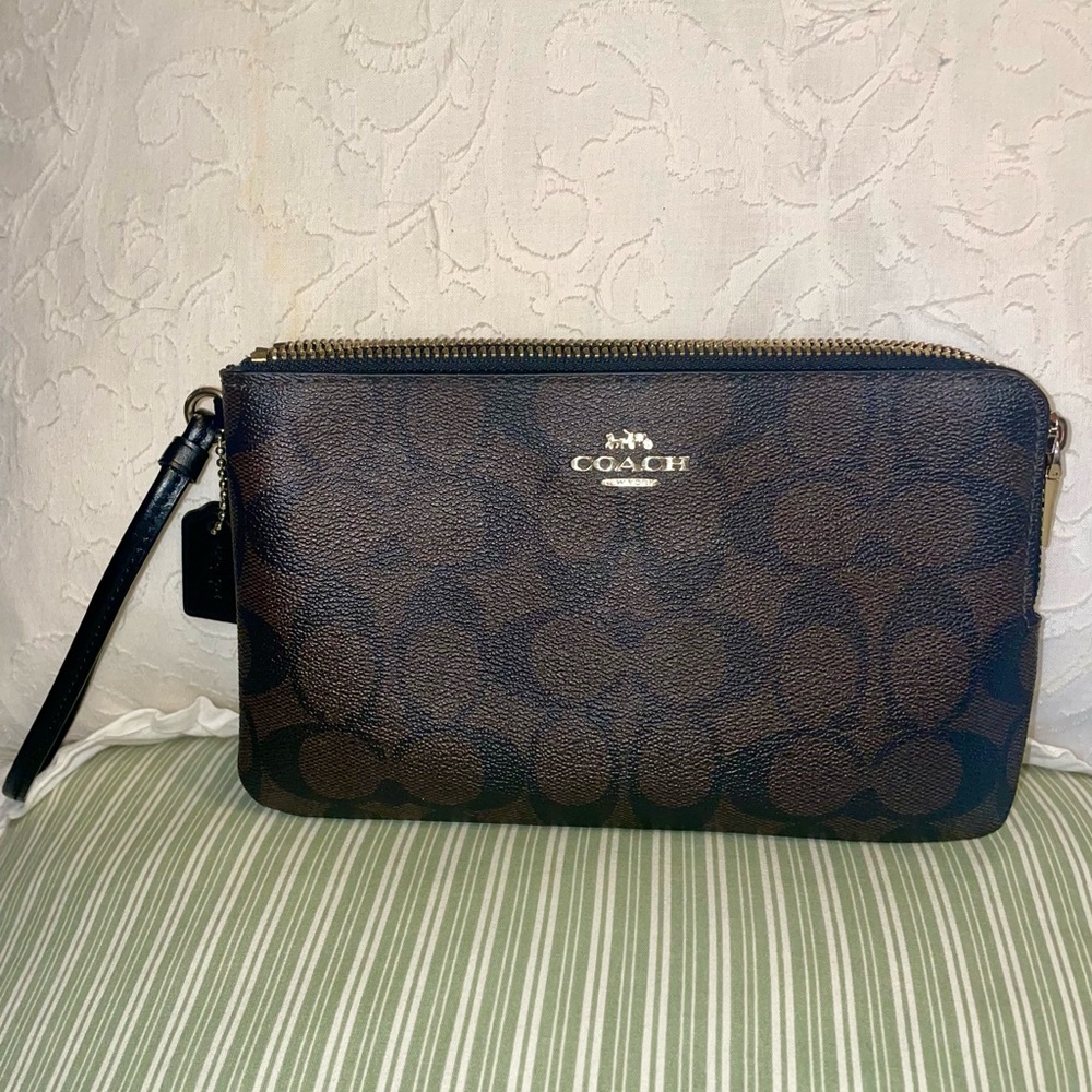 Coach Signature Brown Wristlet